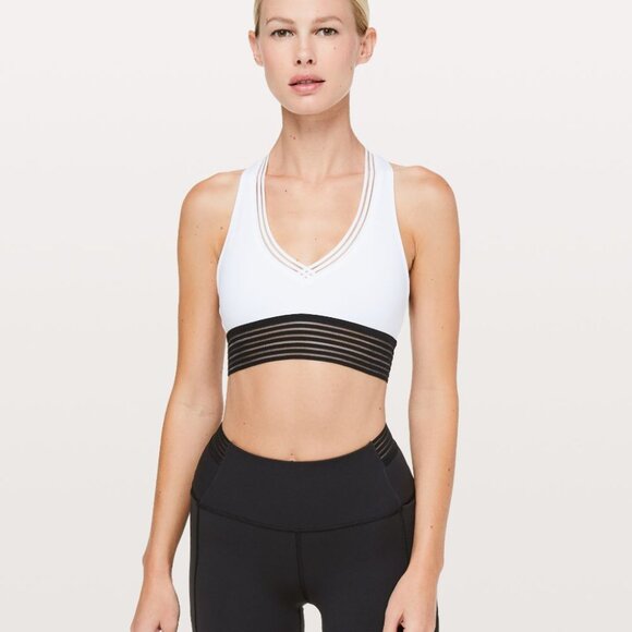 Lululemon Find Focus Sports Bra White Black Size 6 - Picture 11 of 14